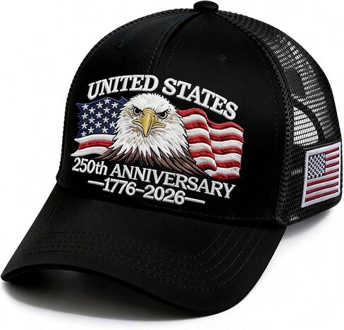 250 Anniversary USA Hat 1776-2026 Adjustable Embroidered Patriots Eagle Trucker Cap America 250th Mesh-Back Cap for Men Women in Saudi Arabia