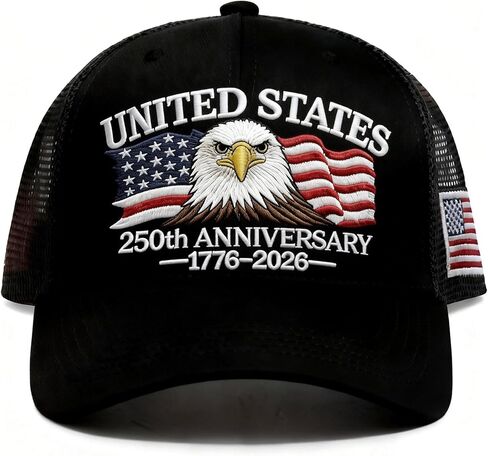 250 Anniversary USA Hat 1776-2026 Adjustable Embroidered Patriots Eagle Trucker Cap America 250th Mesh-Back Cap for Men Women in Saudi Arabia