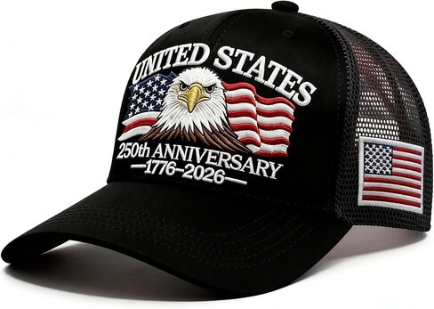 250 Anniversary USA Hat 1776-2026 Adjustable Embroidered Patriots Eagle Trucker Cap America 250th Mesh-Back Cap for Men Women in Saudi Arabia