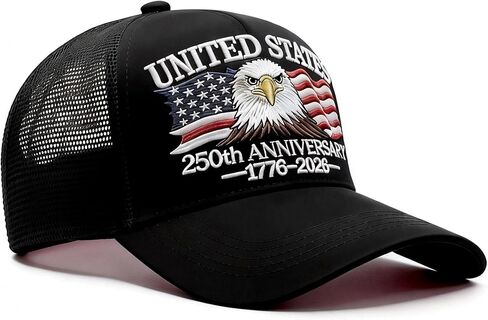 250 Anniversary USA Hat 1776-2026 Adjustable Embroidered Patriots Eagle Trucker Cap America 250th Mesh-Back Cap for Men Women in Saudi Arabia
