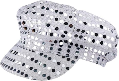 Glitter Sequin Hat - Black - Women's Retro Dress Up Hat - Beret/Newsboy Cap - Party Hat - Size M (60 cm) - All Ages - Polyester, Sequin in Saudi Arabia