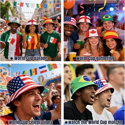 Bucket Hat with National Flag World Cup 2026 Hat World Cup Merchandise for Soccer Fans Gifts in Saudi Arabia