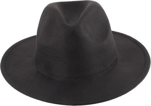 HOMSFOU Men’s Wide Brim Fedora Hat Black Felt Jazz Hat Vintage Style Performance Party Accessory in Saudi Arabia