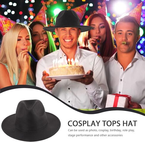 HOMSFOU Men’s Wide Brim Fedora Hat Black Felt Jazz Hat Vintage Style Performance Party Accessory in Saudi Arabia