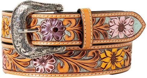 ARIAT Western Belt Womens Floral Overlay Contrast Lacing A1533102 in Kuwait