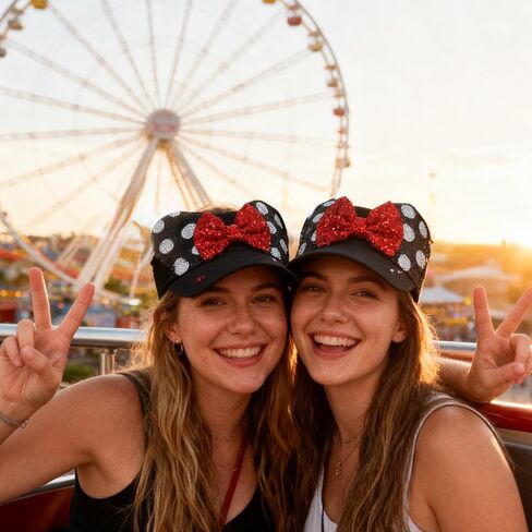 Sparkly Mouse Ears Visor Hat for Adult Women, Adjustable Sun Visor Cap with Sequin Mouse Ears Bow, Cute Party Headwear Glitter Visor Hat with Ears for Theme Parks & Festivals Black in Saudi Arabia