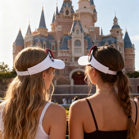 Sparkly Mouse Ears Visor Hat for Adult Women, Adjustable Sun Visor Cap with Sequin Mouse Ears Bow, Cute Party Headwear Glitter Visor Hat with Ears for Theme Parks & Festivals White in Saudi Arabia