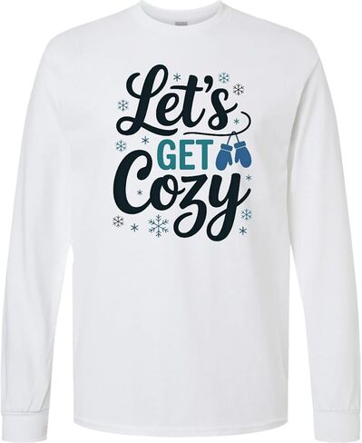تي شيرت Inktastic Let's Get Cozy Winter القفازات الثلجية للكبار بأكمام طويلة in Saudi Arabia