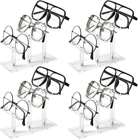 Sintuff 4 Pcs Acrylic Eyeglasses Frame Stand Clear Sunglasses Rack Sunglass Organizer Display Eyewear Glasses Holder Stand for Glasses Shop Home Storage (6 Tier) in Kuwait