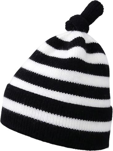 Kids Funny Stripes Stretch Knitted Hat Striped Skull Beanie Caps Christmas Santa Hats Winter Warm Ski Cuffed Hats in Kuwait