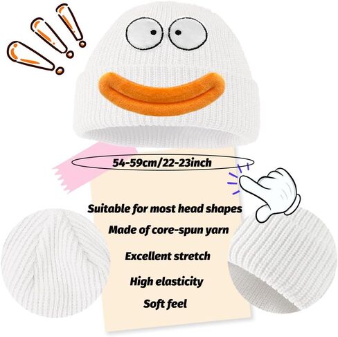 قبعة متماسكة مضحكة، قبعة شتوية متماسكة سخيفة، قبعة صغيرة مجنونة للبالغين والأطفال فستان الشتاء وقبعات الحفلات باللون الأبيض in Kuwait