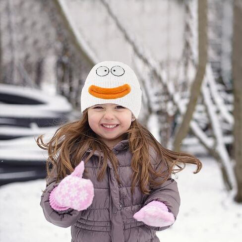 قبعة متماسكة مضحكة، قبعة شتوية متماسكة سخيفة، قبعة صغيرة مجنونة للبالغين والأطفال فستان الشتاء وقبعات الحفلات باللون الأبيض in Kuwait