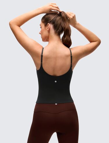 قميص بدون أكمام للنساء من CRZ YOGA Softness Mould Butterluxe - قميص قصير قابل للتعديل على شكل حرف U من الخلف مع حمالة صدر مدمجة على الرف in Kuwait