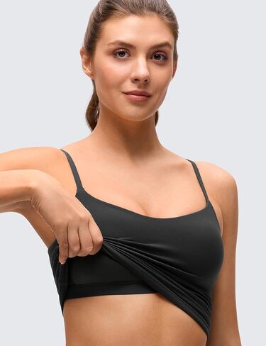 قميص بدون أكمام للنساء من CRZ YOGA Softness Mould Butterluxe - قميص قصير قابل للتعديل على شكل حرف U من الخلف مع حمالة صدر مدمجة على الرف in Kuwait