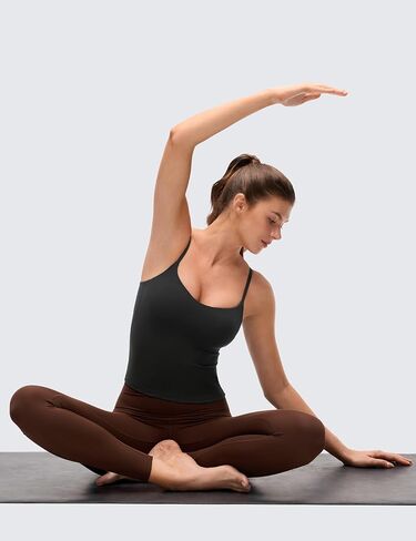 قميص بدون أكمام للنساء من CRZ YOGA Softness Mould Butterluxe - قميص قصير قابل للتعديل على شكل حرف U من الخلف مع حمالة صدر مدمجة على الرف in Kuwait