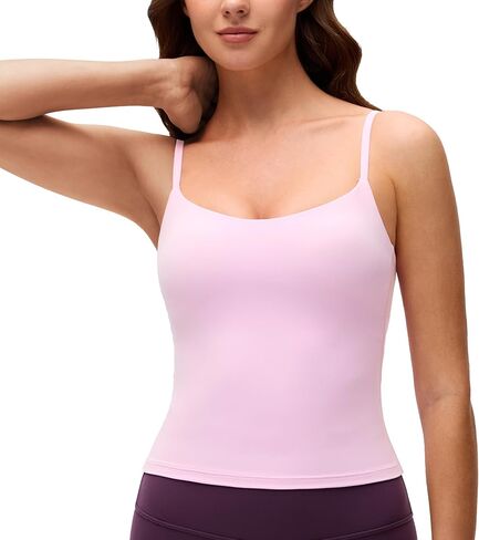 قميص بدون أكمام للنساء من CRZ YOGA Softness Mould Butterluxe - قميص قصير قابل للتعديل على شكل حرف U من الخلف مع حمالة صدر مدمجة على الرف in Kuwait
