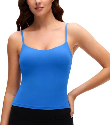 قميص بدون أكمام للنساء من CRZ YOGA Softness Mould Butterluxe - قميص قصير قابل للتعديل على شكل حرف U من الخلف مع حمالة صدر مدمجة على الرف in Kuwait