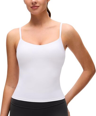 قميص بدون أكمام للنساء من CRZ YOGA Softness Mould Butterluxe - قميص قصير قابل للتعديل على شكل حرف U من الخلف مع حمالة صدر مدمجة على الرف in Kuwait