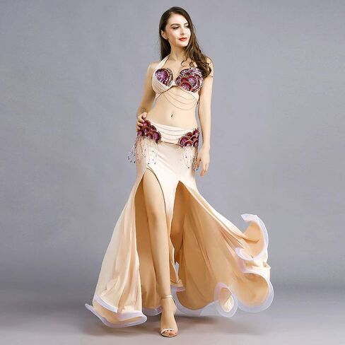 ROYAL SMEELA Belly Dance Costume for Women Belly Dancing Skirt Belly Dance Bra and Belt Set Bellydance Skirts Carnival Outfit Skin in Saudi Arabia
