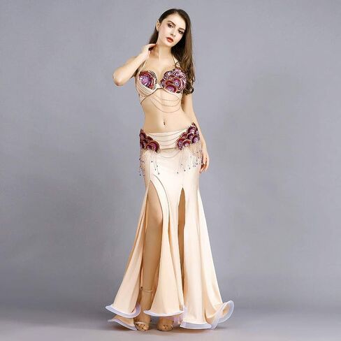 ROYAL SMEELA Belly Dance Costume for Women Belly Dancing Skirt Belly Dance Bra and Belt Set Bellydance Skirts Carnival Outfit Skin in Saudi Arabia