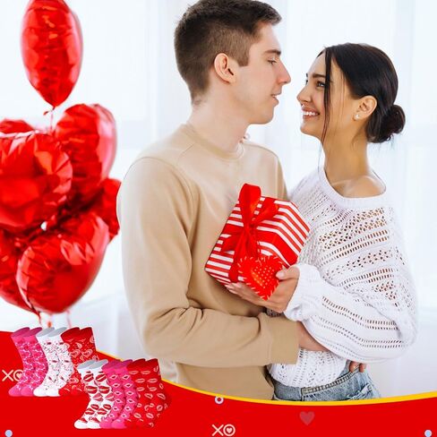 جيور 20 زوجًا من جوارب عيد الميلاد والعطلات وعيد الحب، جوارب بتصميم قلب الحب للنساء، جوارب قطنية لطيفة ملونة مع صندوق هدايا للنساء والفتيات والزوجة، الوان زاهية، واحدة in Saudi Arabia