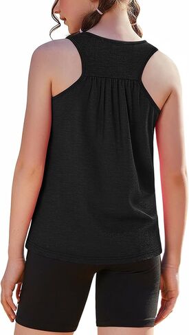 Zaclotre Girls Pleated Racerback Tank Tops Athletic Workout Sport Shirts for Running Gym in Saudi Arabia