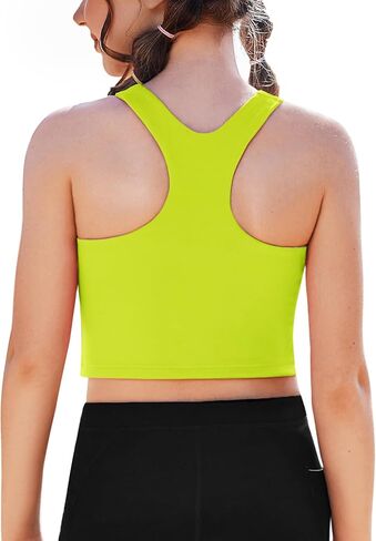 Zaclotre الفتيات تانك القمم بلا أكمام Racerback المحاصيل القمم مزدوجة اصطف قمصان رياضية للرقص اليوغا تجريب الأطفال in Kuwait