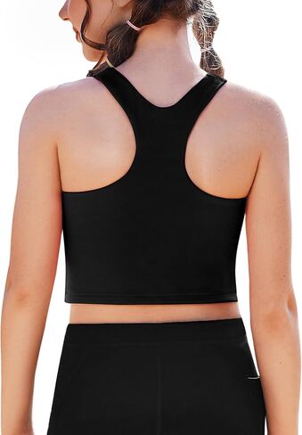 Zaclotre الفتيات تانك القمم بلا أكمام Racerback المحاصيل القمم مزدوجة اصطف قمصان رياضية للرقص اليوغا تجريب الأطفال in Kuwait