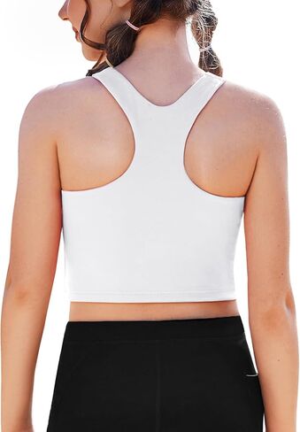 Zaclotre الفتيات تانك القمم بلا أكمام Racerback المحاصيل القمم مزدوجة اصطف قمصان رياضية للرقص اليوغا تجريب الأطفال in Kuwait
