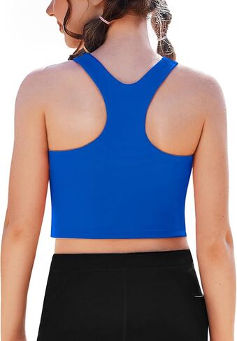 Zaclotre الفتيات تانك القمم بلا أكمام Racerback المحاصيل القمم مزدوجة اصطف قمصان رياضية للرقص اليوغا تجريب الأطفال in Kuwait