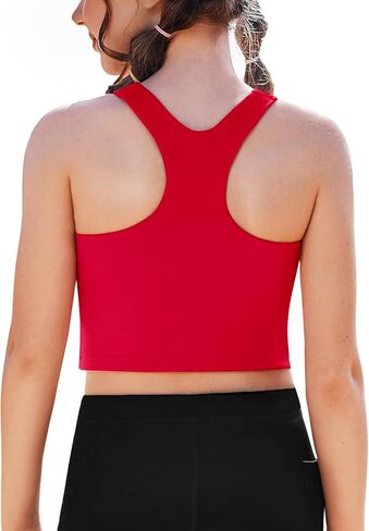 Zaclotre الفتيات تانك القمم بلا أكمام Racerback المحاصيل القمم مزدوجة اصطف قمصان رياضية للرقص اليوغا تجريب الأطفال in Kuwait
