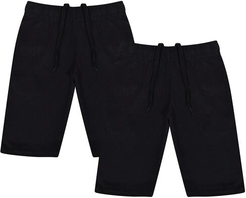 Boys Shorts 100% Cotton Casual Shorts Knee Length - Shorts S07 Black 2 Pack 7-8 in Saudi Arabia