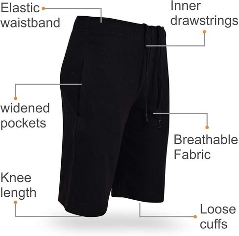 Boys Shorts 100% Cotton Casual Shorts Knee Length - Shorts S07 Black 2 Pack 7-8 in Saudi Arabia