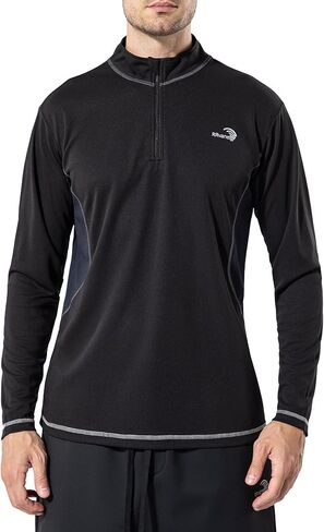 Men's Quarter Zip Athletic Pullover, Long Sleeve Quick-Dry Polyester Shirt for Running, Gym, Trail & Outdoor in Kuwait