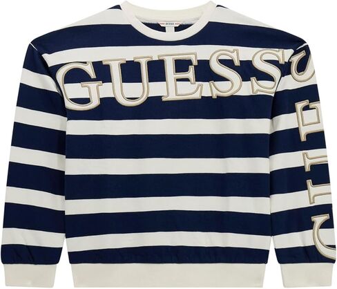 GUESS girls Long Sleeve Brushed Fleece Striped Sweatshirt in Saudi Arabia