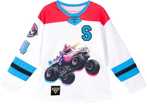 Monster Jam Mesh Hockey Jersey Long Sleeve T-Shirt Toddler to Big Kid Grave Digger Sparkle Smash in Saudi Arabia
