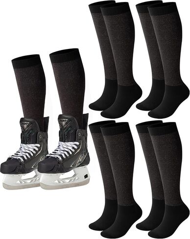 Ramede 5 Pairs Cut Resistant Hockey Socks A5 Level Protection Skate Black Knee Long Socks for Hockey Players Coaches Gardening Work in Saudi Arabia