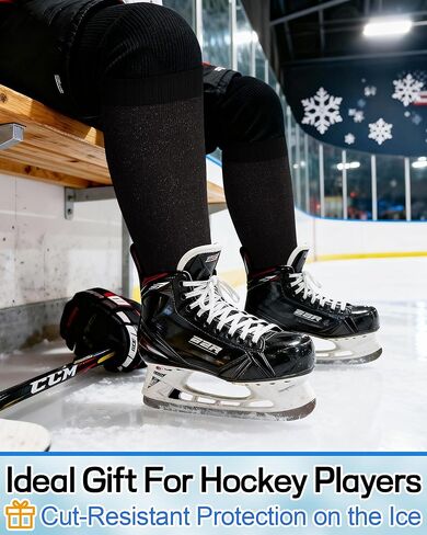 Ramede 5 Pairs Cut Resistant Hockey Socks A5 Level Protection Skate Black Knee Long Socks for Hockey Players Coaches Gardening Work in Saudi Arabia