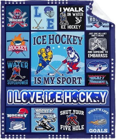 Ice Hockey Blanket Hockey Gifts for Boys Men Cozy Ice Hockey Throw Blanket for Hockey Player Hockey Lovers Cozy Soft Hockey Blankets for Couch Bed 40"x50"-S in Saudi Arabia