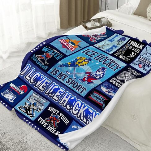 Ice Hockey Blanket Hockey Gifts for Boys Men Cozy Ice Hockey Throw Blanket for Hockey Player Hockey Lovers Cozy Soft Hockey Blankets for Couch Bed 40"x50"-S in Saudi Arabia