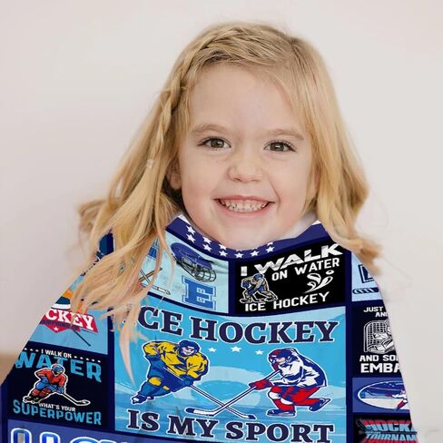 Ice Hockey Blanket Hockey Gifts for Boys Men Cozy Ice Hockey Throw Blanket for Hockey Player Hockey Lovers Cozy Soft Hockey Blankets for Couch Bed 40"x50"-S in Saudi Arabia