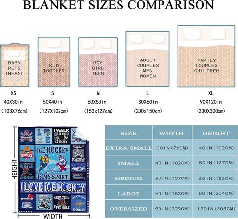 Ice Hockey Blanket Hockey Gifts for Boys Men Cozy Ice Hockey Throw Blanket for Hockey Player Hockey Lovers Cozy Soft Hockey Blankets for Couch Bed 40"x50"-S in Saudi Arabia