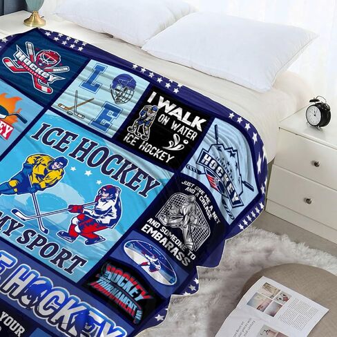 Ice Hockey Blanket Hockey Gifts for Boys Men Cozy Ice Hockey Throw Blanket for Hockey Player Hockey Lovers Cozy Soft Hockey Blankets for Couch Bed 40"x50"-S in Saudi Arabia