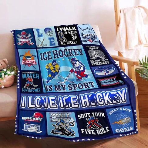 Ice Hockey Blanket Hockey Gifts for Boys Men Cozy Ice Hockey Throw Blanket for Hockey Player Hockey Lovers Cozy Soft Hockey Blankets for Couch Bed 40"x50"-S in Saudi Arabia