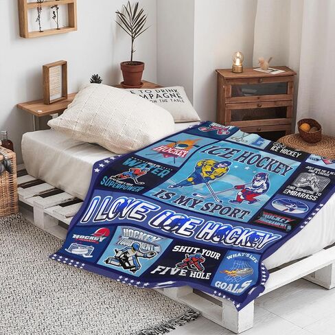 Ice Hockey Blanket Hockey Gifts for Boys Men Cozy Ice Hockey Throw Blanket for Hockey Player Hockey Lovers Cozy Soft Hockey Blankets for Couch Bed 40"x50"-S in Saudi Arabia