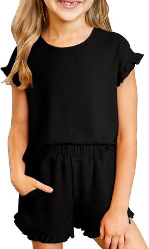 blibean Girls Summer Clothes Sets Kids Ruffled Matching Outfits Size 6-15 Years in Saudi Arabia