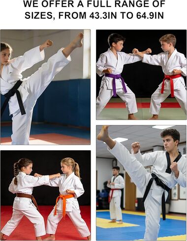 VKT Kids سروال الكاراتيه للشباب زي التايكوندو الأبيض جي فنون الدفاع عن النفس جي جيو جيتسو بنطلون للتدريب أو المنافسة in Kuwait