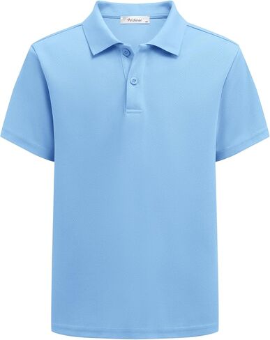 Arshiner Boys Performance Polo Shirt Golf Short Sleeve Active Casual Button Collared Shirt Size 4-13 Years in Saudi Arabia
