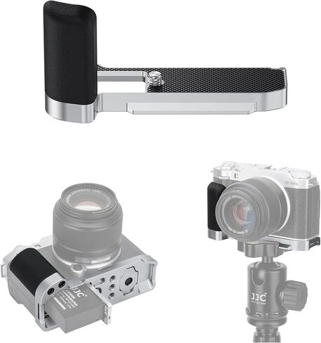 JJC Metal Hand Grip Handgrip Secure L-Shape Bracket for Fuji Fujifilm X-M5 XM5 Camera, Silicone Side Handle, Anti-Slip Pad, Arca Swiss Quick Release Plate, 1/4"-20 Tripod Hole & Hand Strap Hole, Black in Saudi Arabia