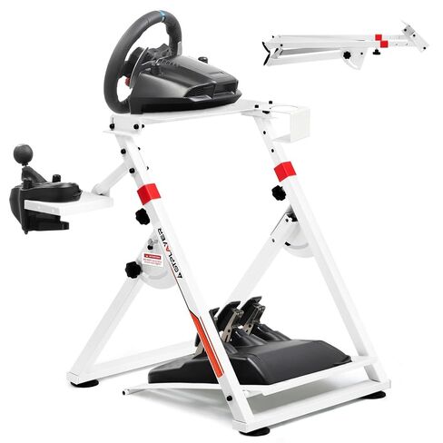 GTPLAYER Sim Racing Wheel Stand Simulator Cockpit Wheel Stand fit for Logitech G25 G27 G29 G920 G923 Thrustmaster T330TS Gaming Stand Wheel Pedals NOT Included, Deep Black With Cup Holder in Saudi Arabia